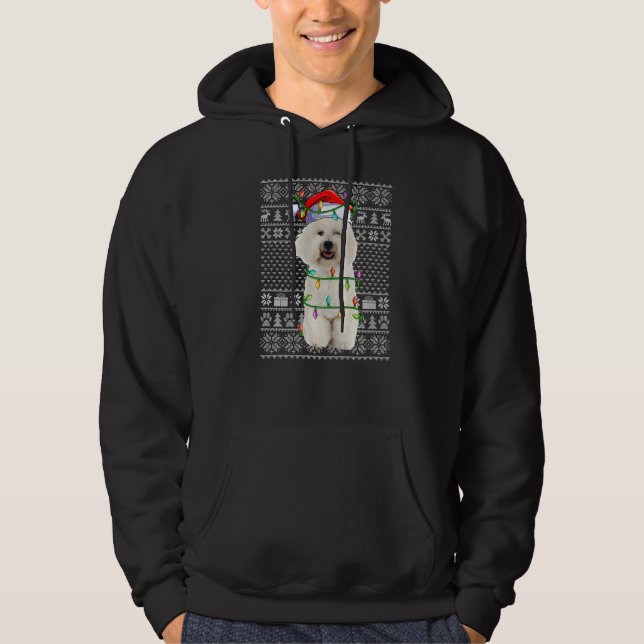 Moletom Xmas Ugly Sweater Style Santa Bichon Frise Dog Chr (Frente)