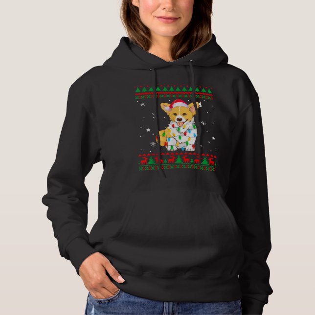Moletom Xmas Ugly Sweet Natal Lights Corgi Dog Lover (Frente)