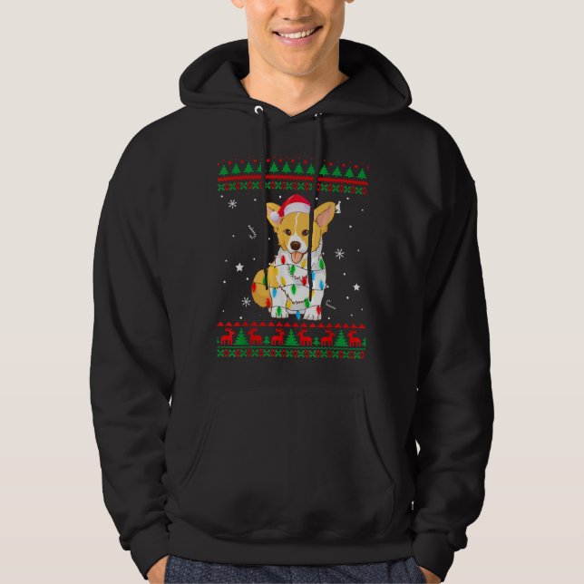 Moletom Xmas Ugly Sweet Natal Lights Corgi Dog Lover (Frente)