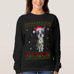 Moletom Xmas Ugly Sweet Natal Luz Boston Terrier