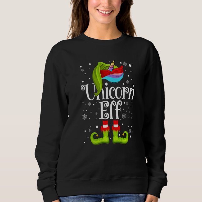 Moletom Xmas Unicorn Elf Matching Christmas  Elves Kids (Frente)