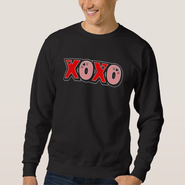 Moletom XOXO Hearts Valentine's Day Funny Matching Couple  (Frente)