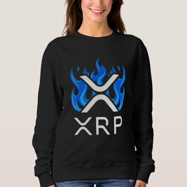 Moletom XRP - Criptomoeda XRP - Logotipo XRP - Chamas Azui (Frente)