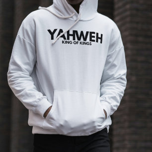Moletom "YAHWEH" Cross White Christian Minimalist Hoodie