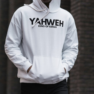 Moletom "YAHWEH" Cross White Christian Minimalist Hoodie