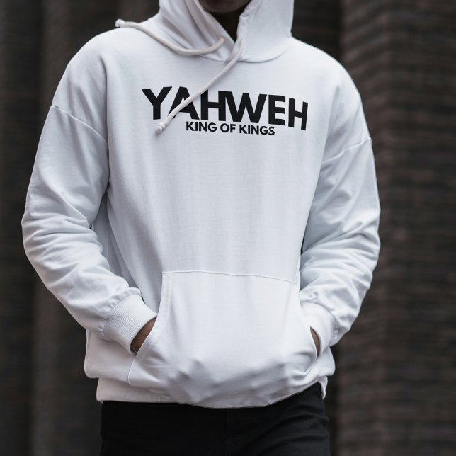 Moletom "YAHWEH" Cross White Christian Minimalist Hoodie (Criador carregado)