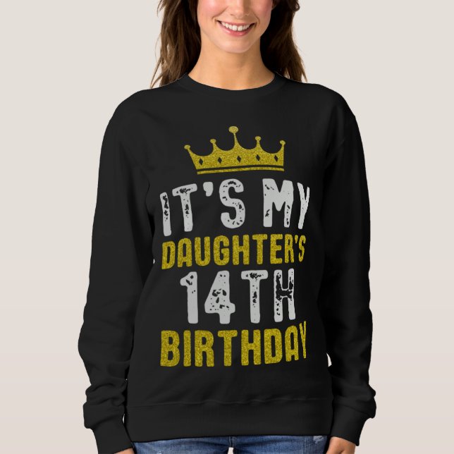 Moletom Yellow Crown 14th Bday For Daughter From Mom Dad (Frente)