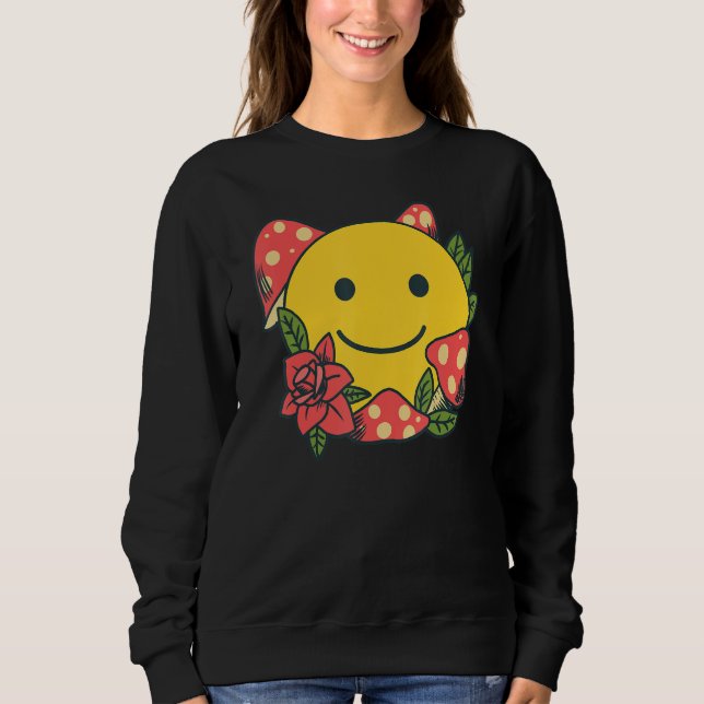 Moletom Yellow Smile   Smiling Face Cute Mushroom Rose Flo (Frente)
