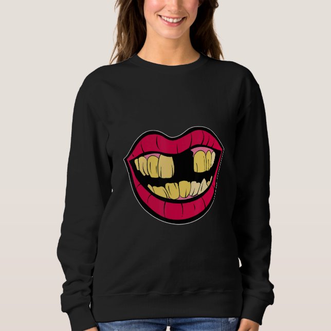 Moletom Yellow teeth with tooth gap kissing mouth for 90s  (Frente)