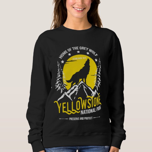 Moletom Yellowstone National Park Cinza Wolf Hiking & Camp (Frente)