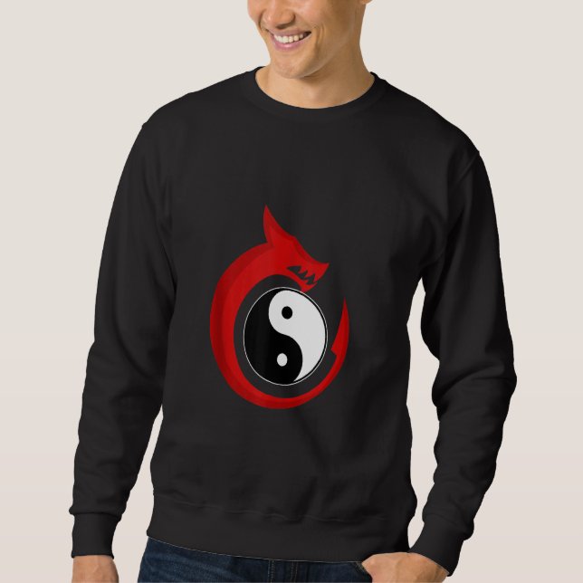Moletom Yin e Yang Dragon Fantasy Asian Magic Mito Vermelh (Frente)