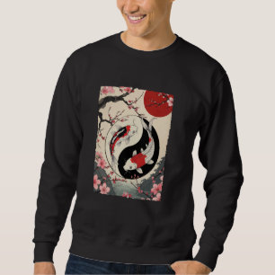 Moletom Yin e Yang Peixe Carp Koi Japonês Flor de Cerejeir