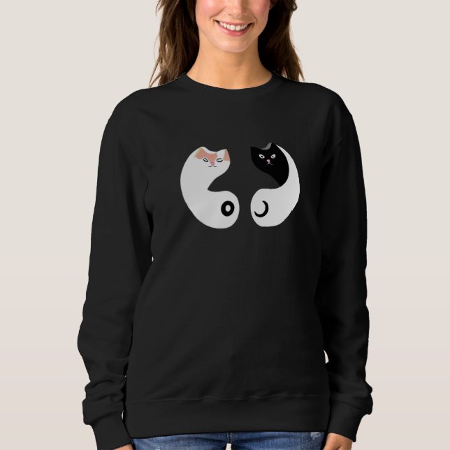 Moletom Yin Yang Cats White Black Eastern Philosophy Duali (Frente)