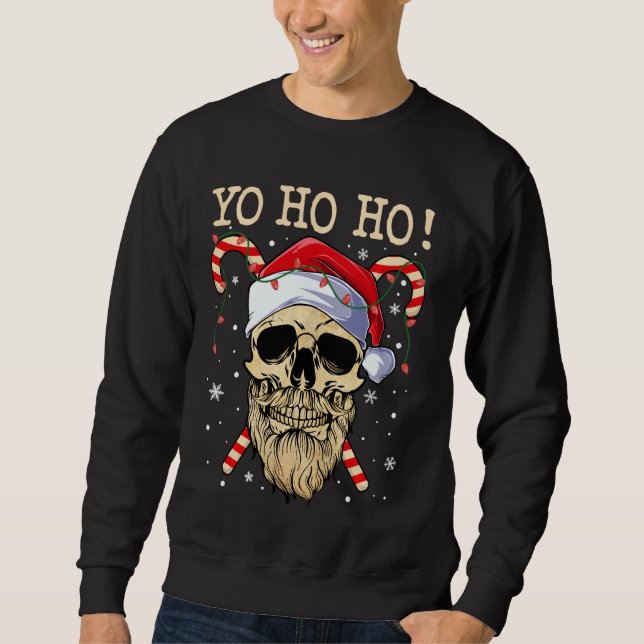 Moletom Yo Ho Papais noeis Skull Pirata Natal Jolly Roger (Frente)