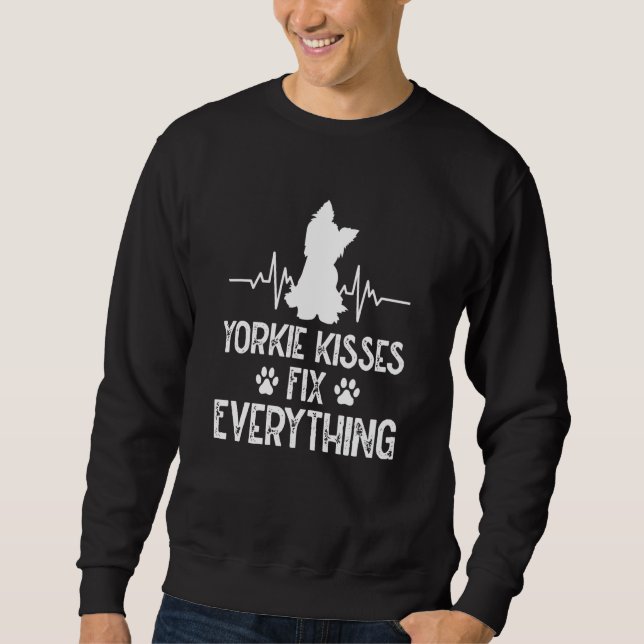 Moletom Yorkie Kisses Fix Everything Yorkshire Terrier Hum (Frente)