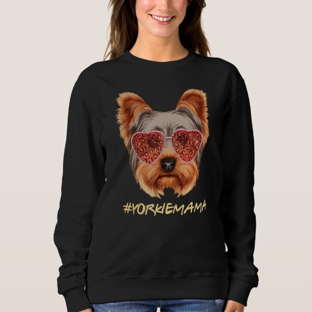 Moletom Yorkie Mãe Leopard Óculos Yorkshire Terrier Mama (Frente)