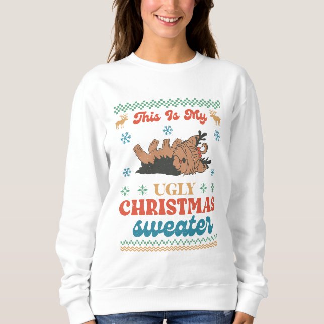Moletom Yorkie Ugly Christmas Sweater (Frente)