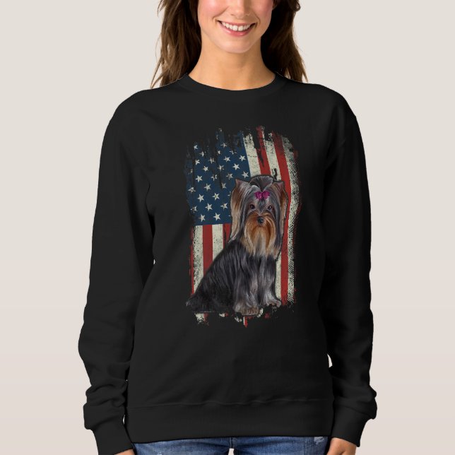 Moletom Yorkshire Terrier American Flag Patriot (Frente)