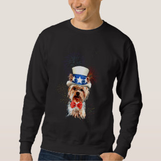 Moletom Yorkshire Terrier Bandeira dos EUA Chapéu Fogo de
