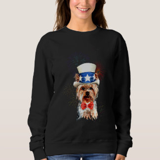 Moletom Yorkshire Terrier Chapéu da Bandeira dos EUA Fogo