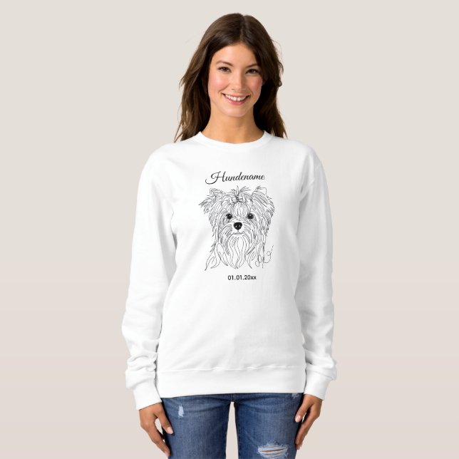 Moletom Yorkshire Terrier one line art customizable dog (Frente Completa)