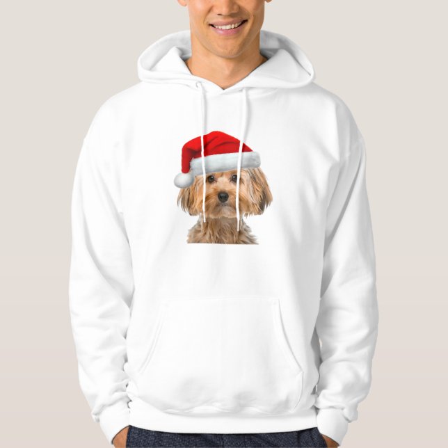 Moletom Yorkshirt Cachorro Cachorro Noel Imagem de Chapéu  (Frente)