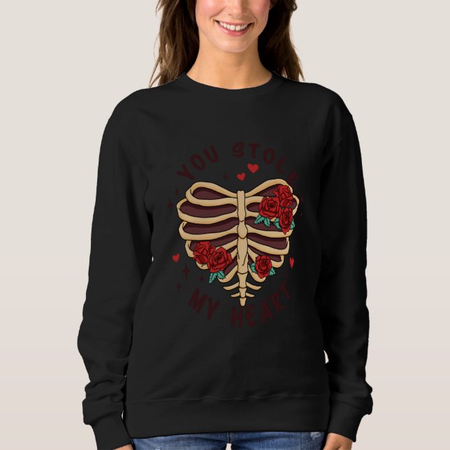 Moletom You Stole My Heart Skeleton Ribs Rose Valentine's  (Frente)