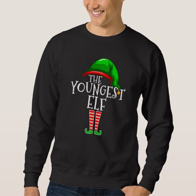 Moletom Youngest Elf  Family Matching Group Christmas (Frente)