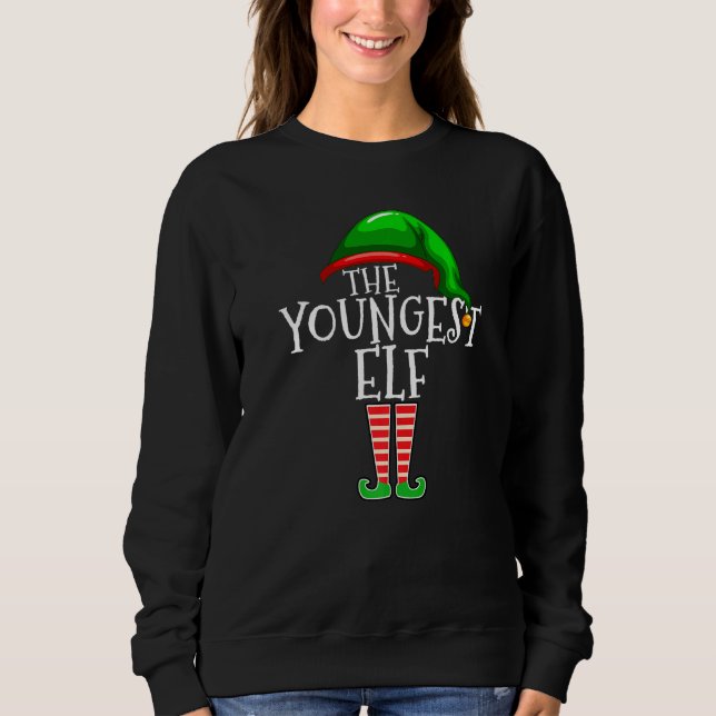Moletom Youngest Elf  Family Matching Group Christmas (Frente)
