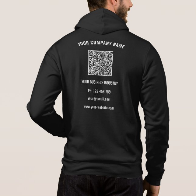 Moletom Your Company Logo Custom Text and QR Code Hoodie (Verso)