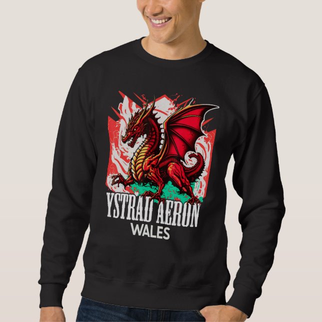 Moletom Ystrad Aeron Wales Welsh Flag Y Ddraig Goch Dragon (Frente)