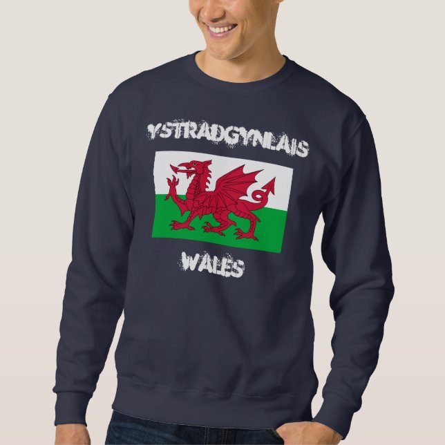 Moletom Ystradgynlais, País de Gales com bandeira galesa (Frente)