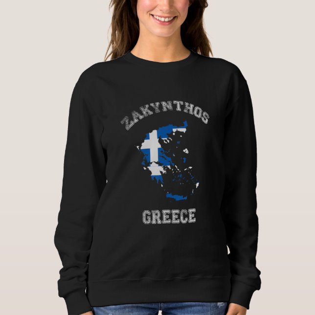 Moletom Zakynthos Greece Classic Greece Flag Map Design (Frente)
