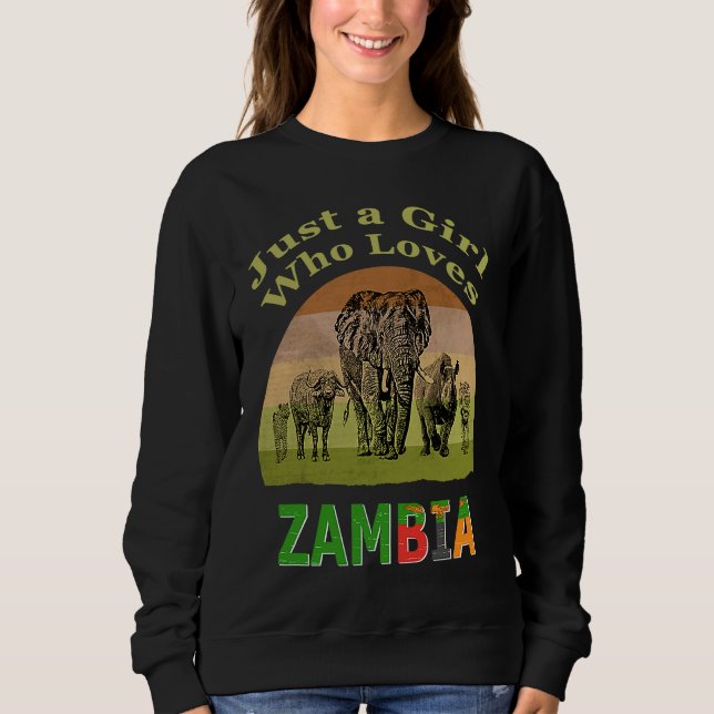 Moletom Zambia Big 5 Wildlife with Text Just a Girl Who Lo (Frente)