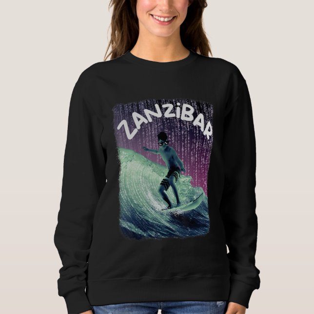 Moletom Zanzibar Nerd Surfing Beach Palm trees Vacation (Frente)