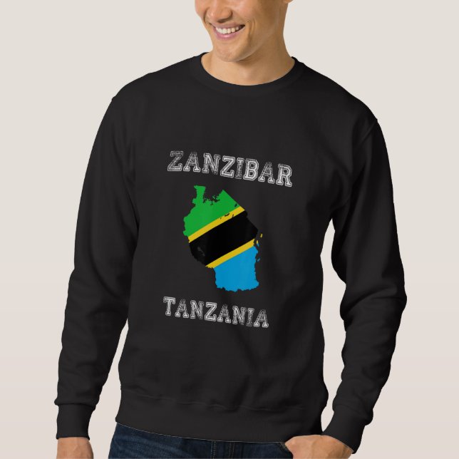 Moletom Zanzibar Tanzânia Design de Mapa da Bandeira Vinta (Frente)
