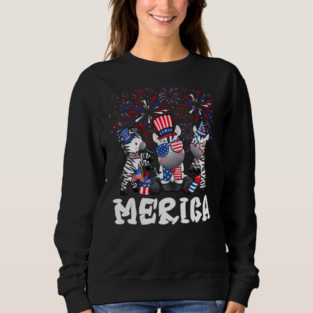 Moletom Zebra com Óculos Solares Fogos Que Merica 4º De (Frente)