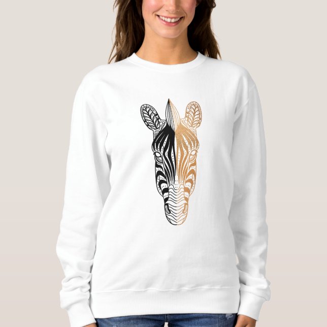 Moletom Zebra Head Face Metade Cobre Zebra (Frente)