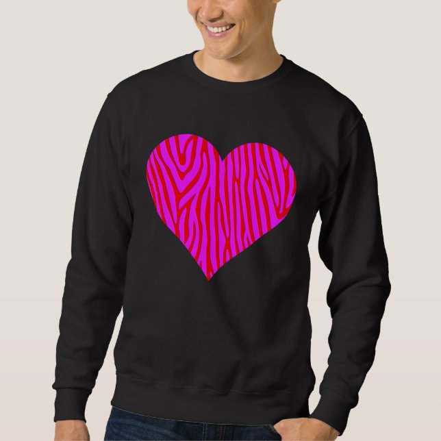 Moletom Zebra Print Heart Love Graphic Cute Valentines Day (Frente)