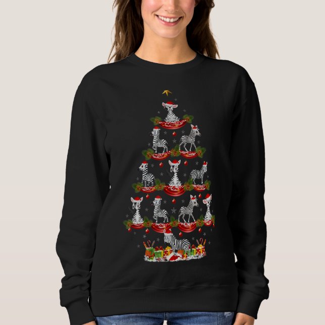 Moletom Zebra   Xmas Holiday Santa Zebra Christmas Tree (Frente)