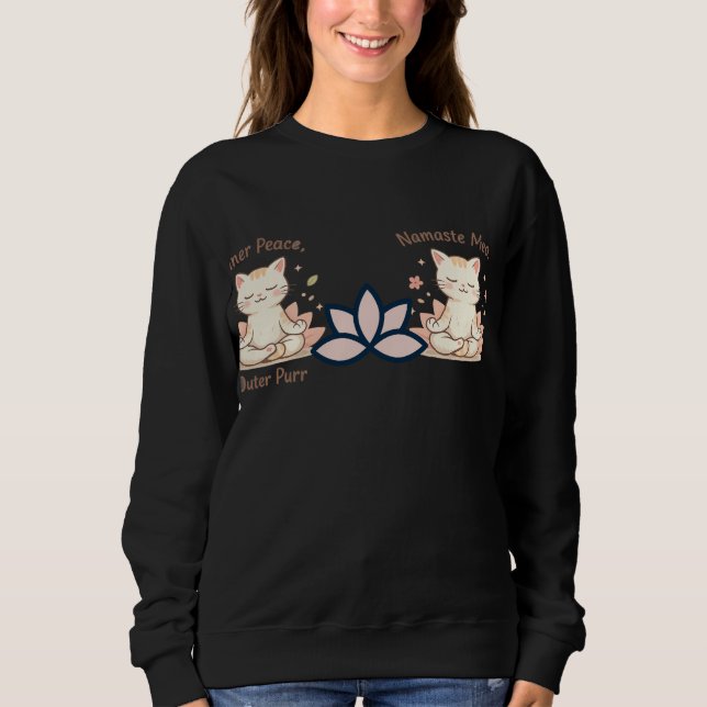 Moletom Zen Cat Yoga Minimal Cute Meditation Design (Frente)