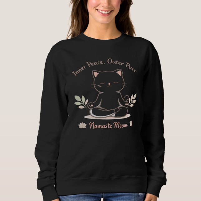 Moletom Zen Cat Yoga Minimal Cute Meditation Design (Frente)