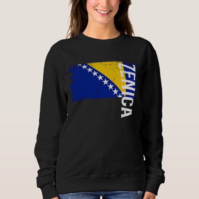 Moletom Zenica Bosnia Flag For Bosnian Men Women Kids  1 (Frente)