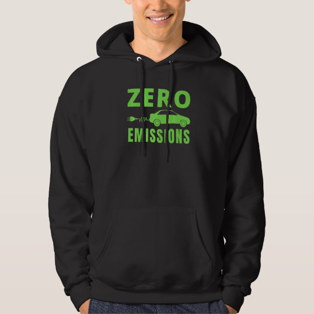 Moletom Zero Emissões 100% do Tempo Carro Elétrico EV (Frente)