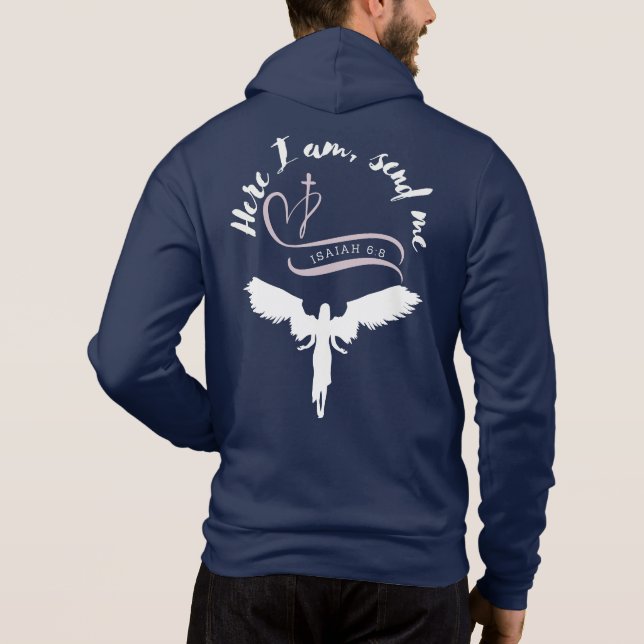Moletom Zip espiritual sobre Hoodie - Isaiah 6:8 (Verso)