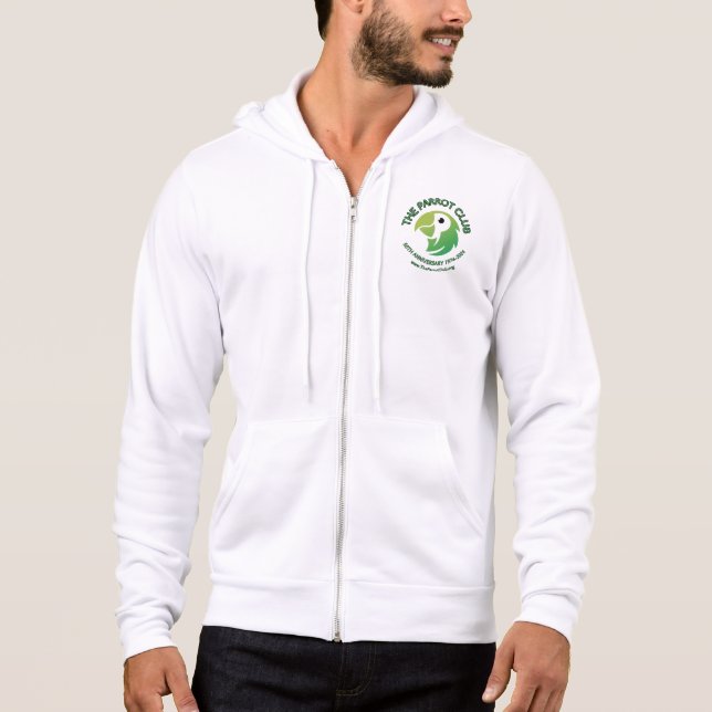 Moletom Zip Hoodie, de 50 anos, do Clube de Papagaio (Frente)