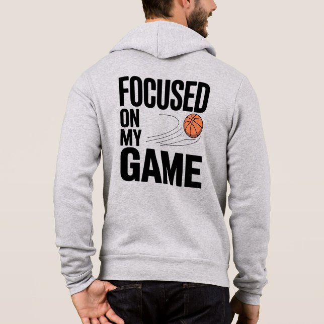Moletom ZIP-UP Hoodie Masculina de Basquete Focado (Verso)