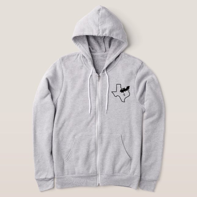 Moletom Zipper Hoodie do CISV Austin Men com ATX Bat Motif (Postura )