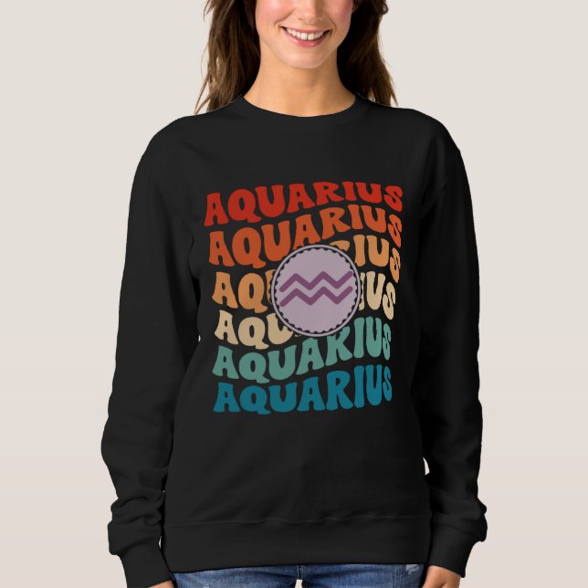 Moletom Zodiac Aqiarius Horoscope Retro Groovy Aquarius Zo (Frente)