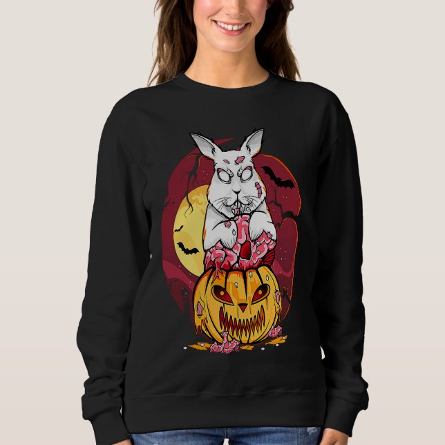 Moletom Zombie Bunny Halloween Mau Coelho Jack O Lanterna (Frente)